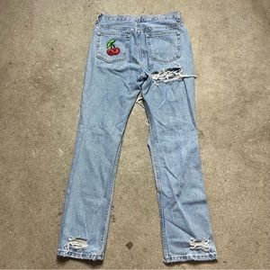 Y2k Boyfriend Distressed Cherry Jeans 🍒✨